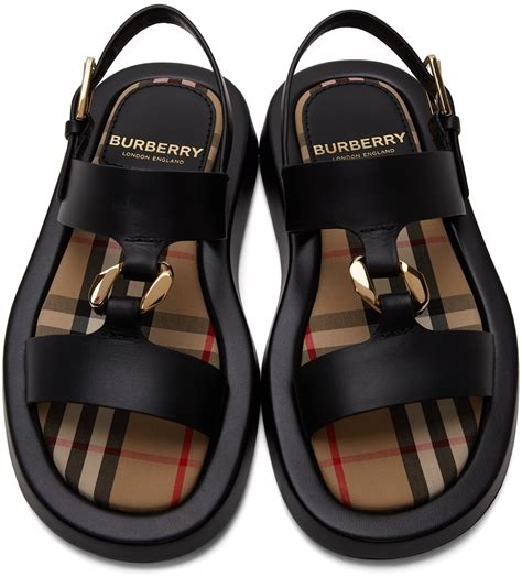 burberry black buckingham flat sandal|Burberry: Black Buckingham Flat Sandal .